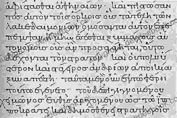 A Close Up Of An Ancient Greek And English Parallel Text Manuscript, Revealing Intricate Writing In Both Languages. Alexander A Shoeshine Boy In Athens: Greek English Parallel Text