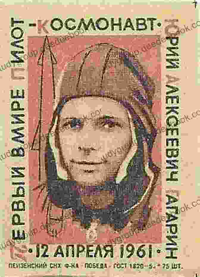 A Russian Matchbox Label Depicting Yuri Gagarin, The First Human In Space. Russian Matchbox Labels: Space Race Propaganda